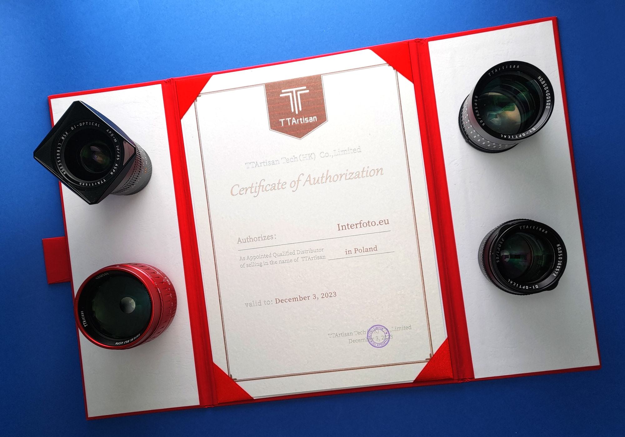 Certyfikat Wyłącznego Dystrybutora Sprzętu marki TTArtisan na Polskę na rok 2023